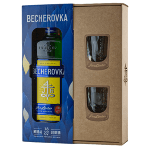 Becherovka The Original 38% 0.7L (dárkové balení s 2 skleničkami)