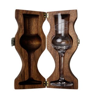 Hcrystal Luxusní dřevené pouzdro se skleničkou - Tvarovaný Ořešák